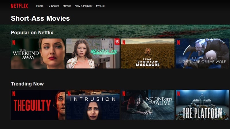 netflix short ass categorie