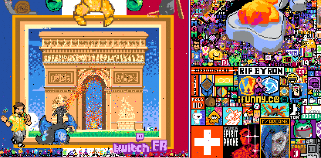 Image 1 : Pixel War sur Reddit : les symboles français qui apparaissent sur la toile définitive