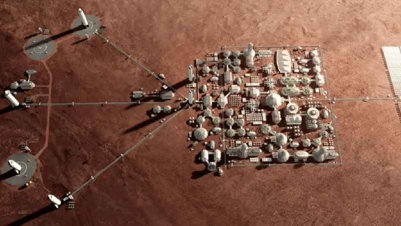 Vue d'artiste d'une base martienne - Crédit : SpaceX