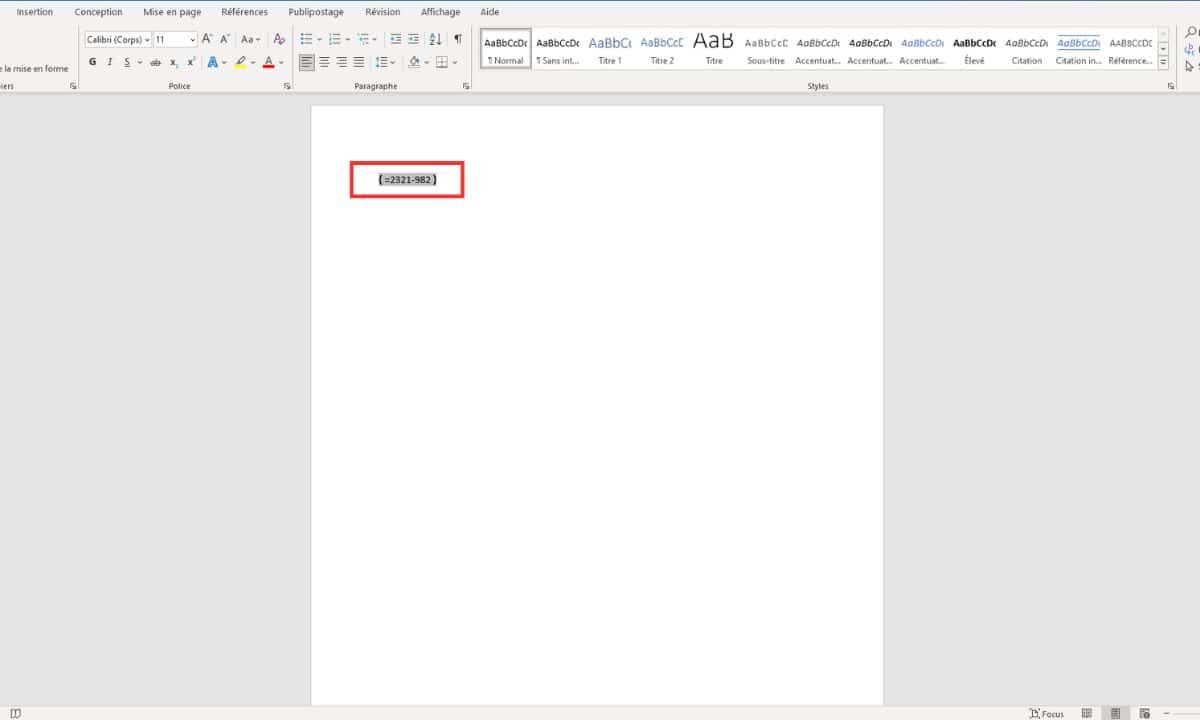 astuce calcul word