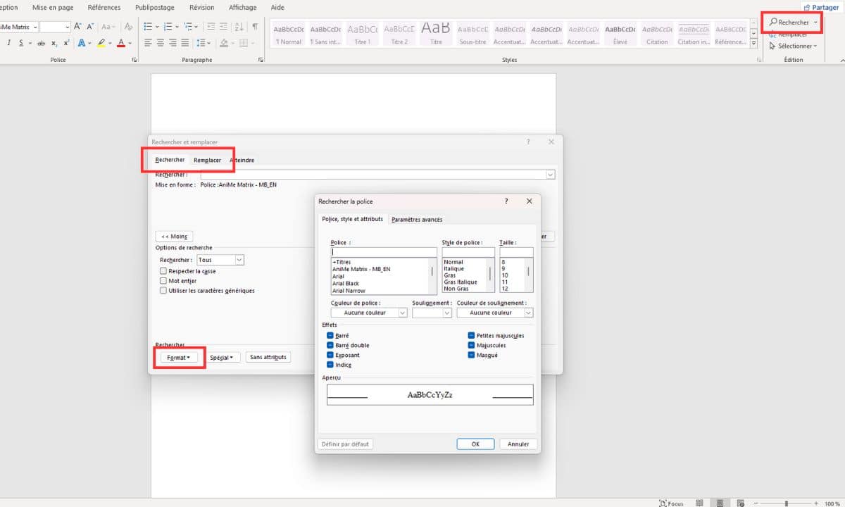 astuce changer une police sur word