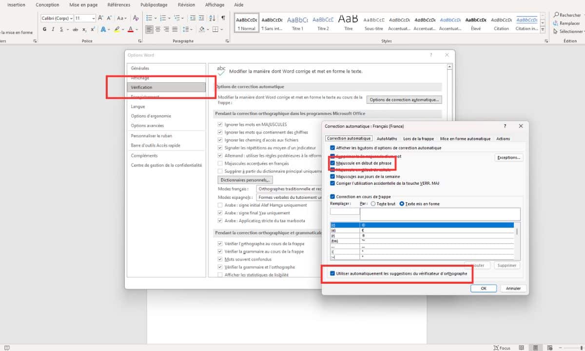 astuce correction automatique word