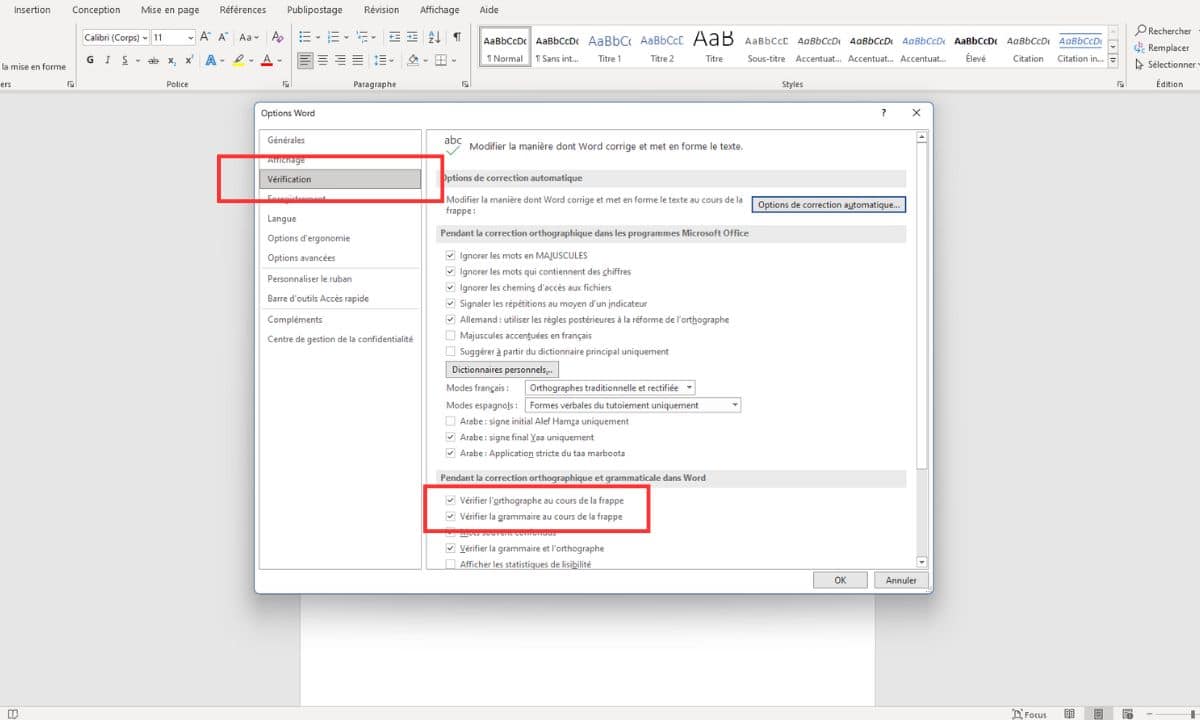 astuce désactiver correction word