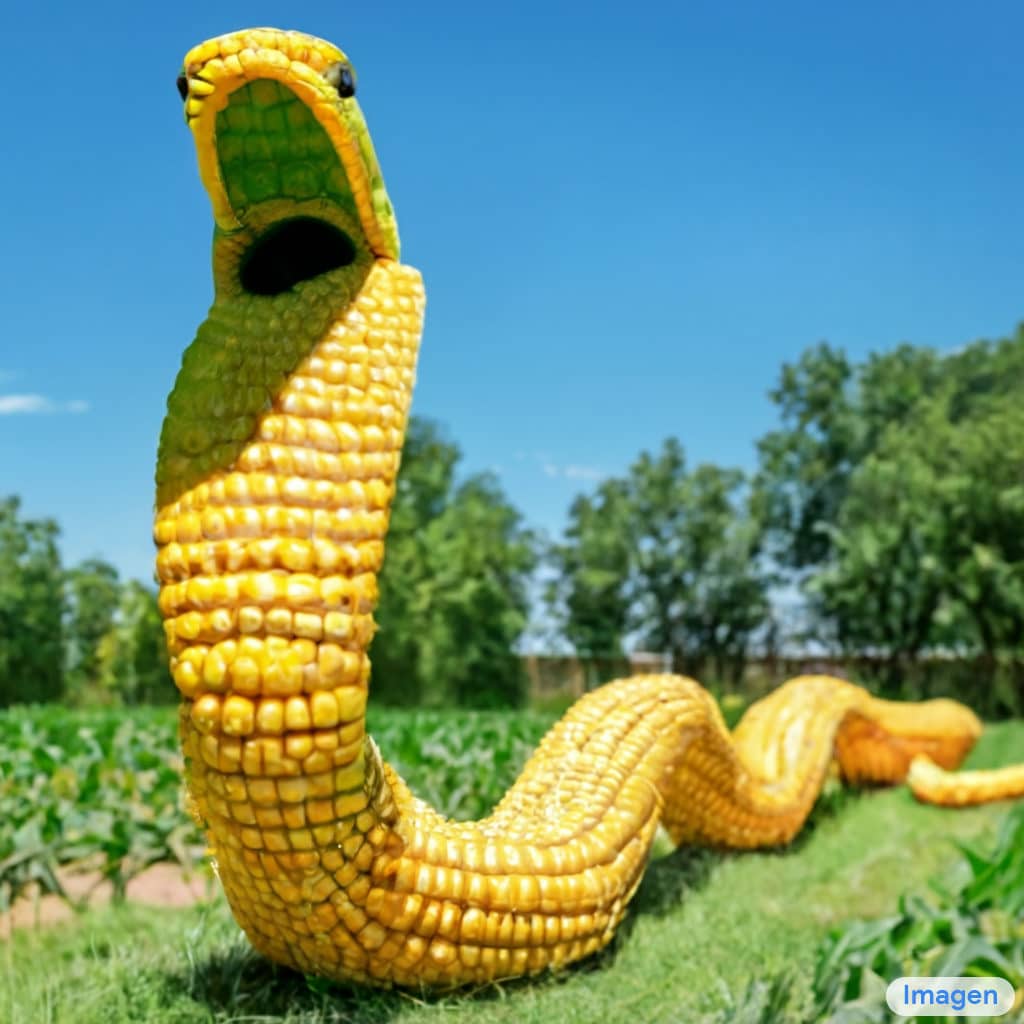 « Un cobra géant en maïs dans une ferme » © Google