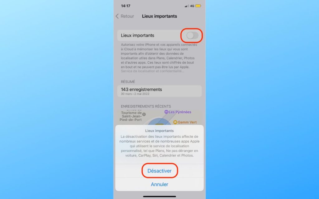Désactiver localisation iPhone