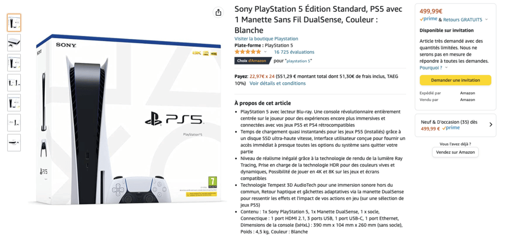Image 1 : La PS5 est en stock chez Amazon à 499,99 €, mais il n'y en aura pas pour tous