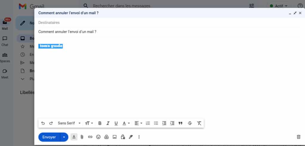 Image 1 : Gmail : comment annuler l'envoi d'un mail ?