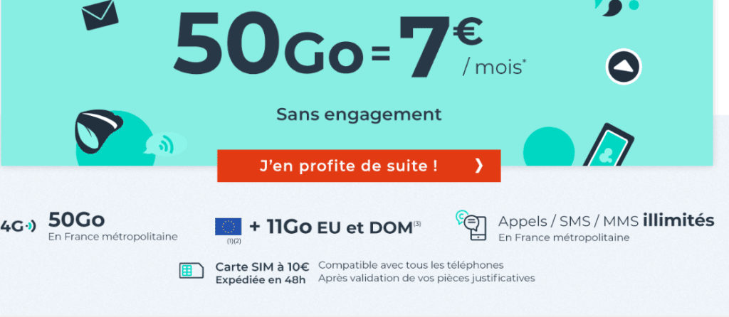Image 1 : Réseau Bouygues Télécom : ce forfait 50 Go coûte 7€/mois même après un an