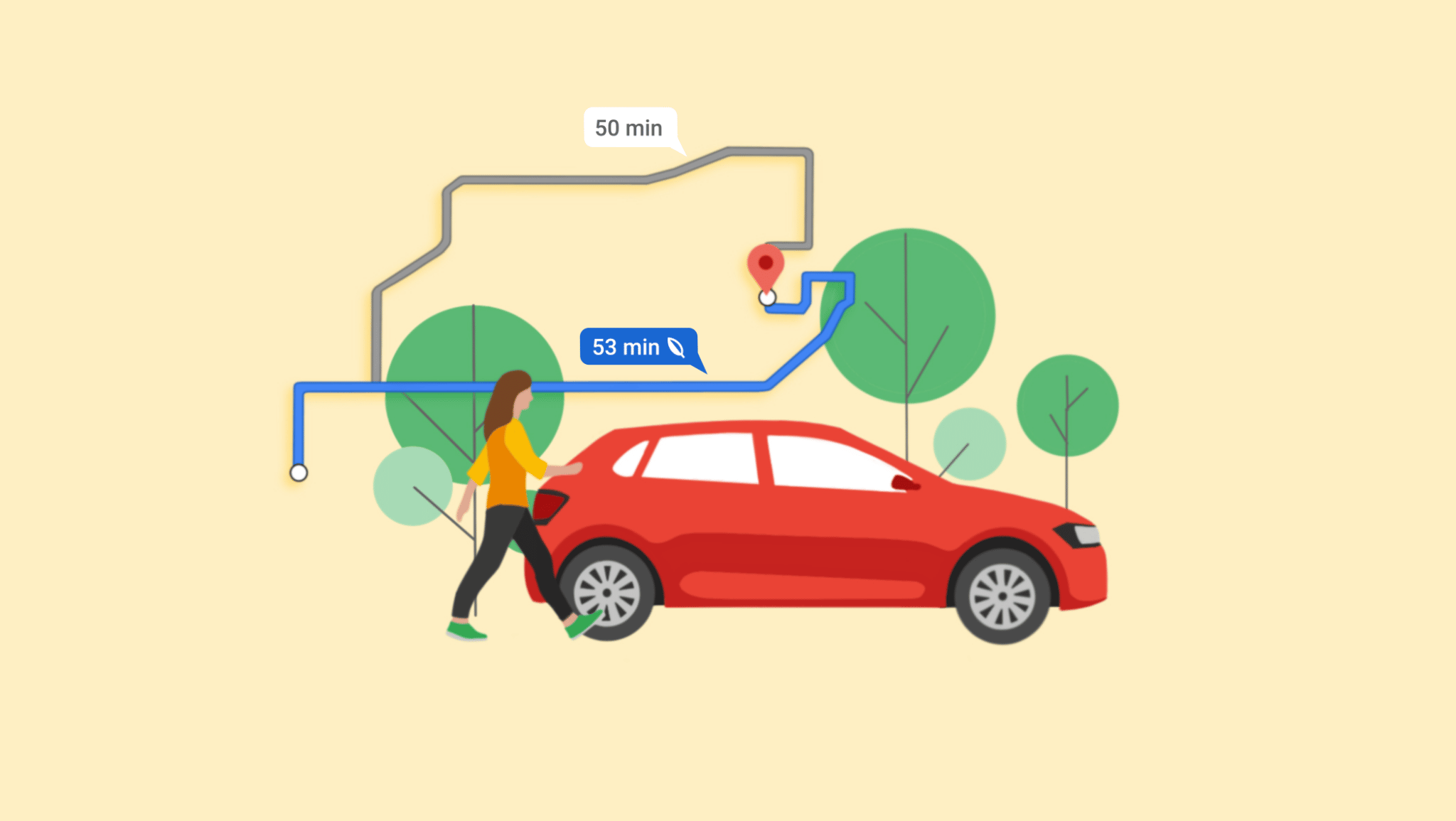 eco friendly routes illustration for print media