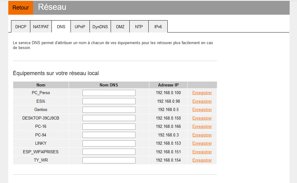 livebox changer dns impossible