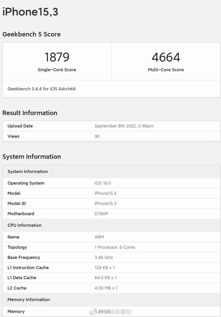 iPhone 14 Pro geekbench 5