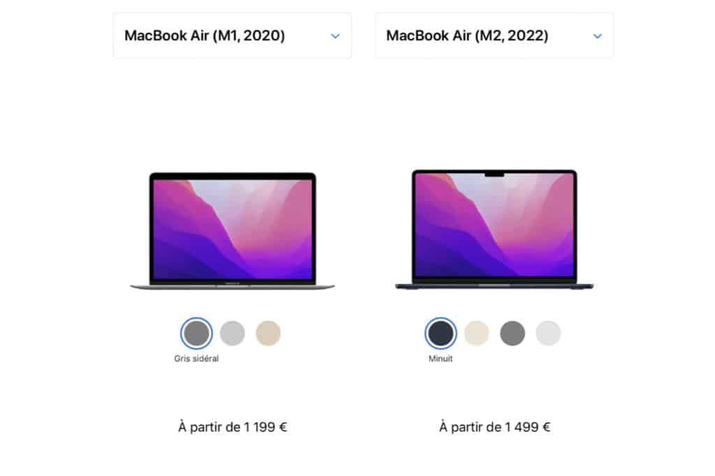 MacBook Air M1 et M2 © Apple
