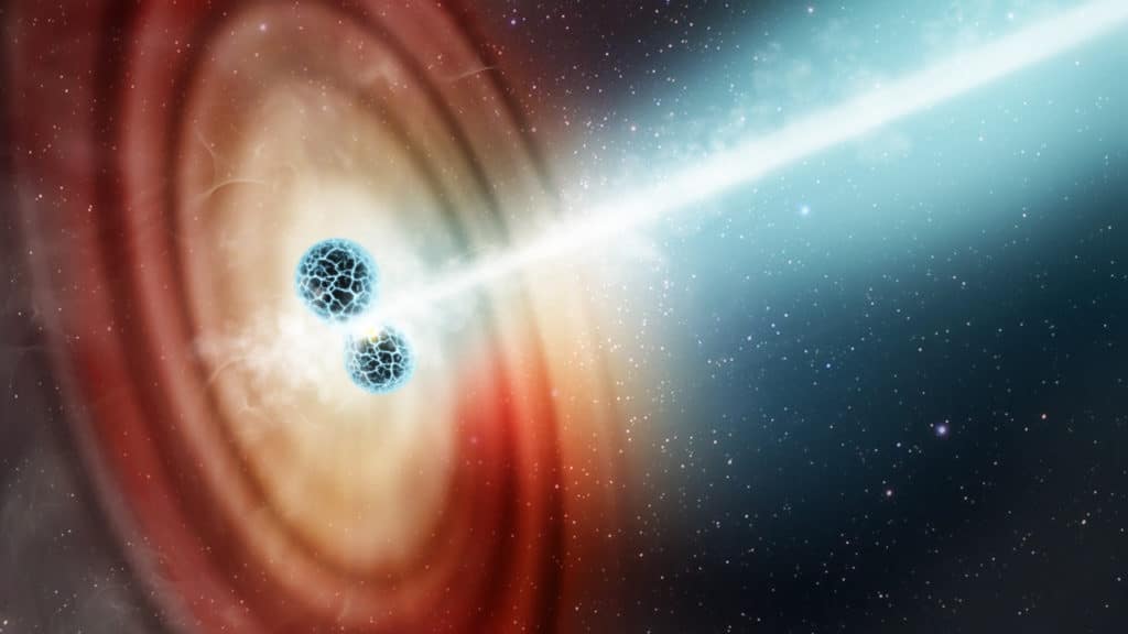 Image 1 : Fusion de deux étoiles à neutrons : ce jet semblait se déplacer 7 fois plus vite que la lumière