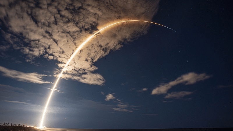 Launch of a Falcon 9 rocket to deploy Starlink satellites into orbit