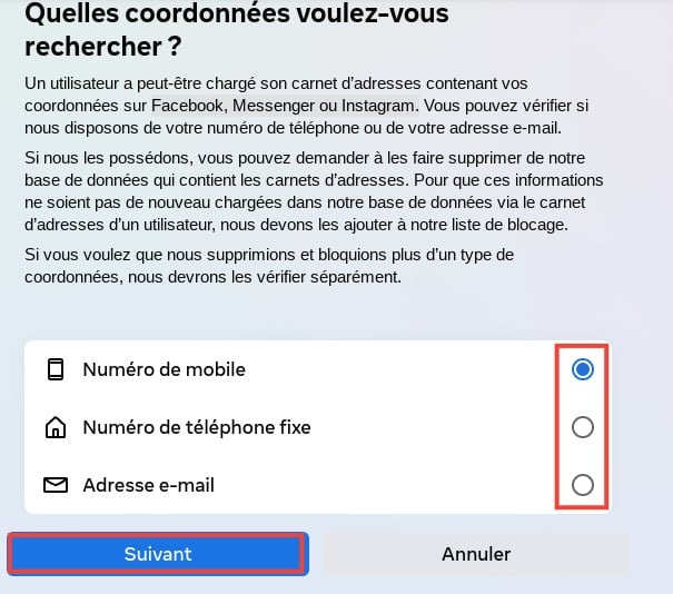 Image 2: Facebook, Instagram: how to delete your number from the database?