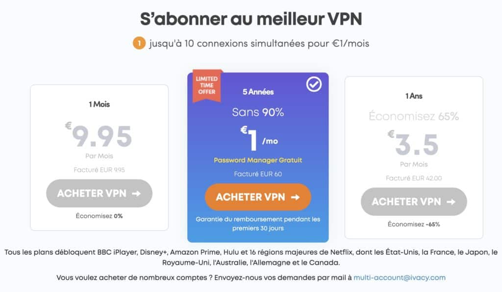Image 2 : 90% de réduction sur Ivacy VPN pour le black Friday : Tout le catalogue Netflix et Disney+ pour 1€/mois