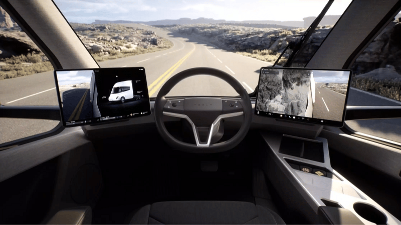 Vue conducteur du Tesla Semi