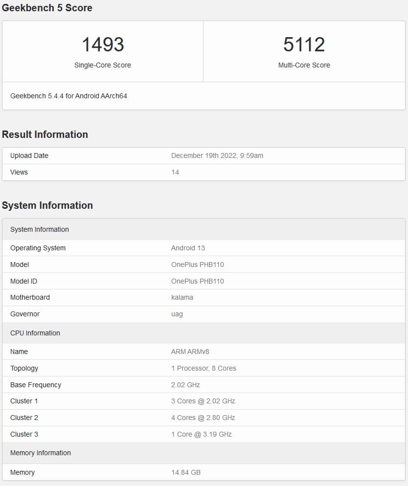 Benchmark OnePlus 11