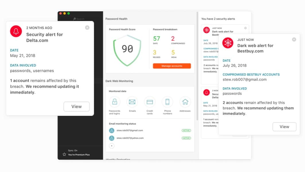 Dashlane service de gestionnaire de mots de passe