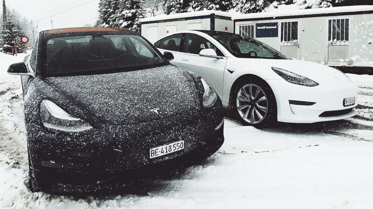 Des Tesla dans la neige
