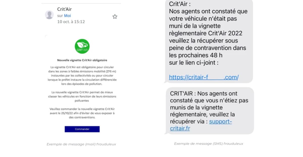 Arnaque par SMS - La vignette Crit'Air utilisée comme appât - Actualité -  UFC-Que Choisir