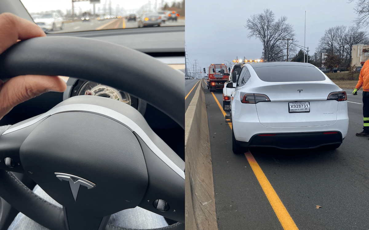 Le volant de sa Tesla flambant neuve s'est détaché sur l'autoroute © Prerak, Twitter