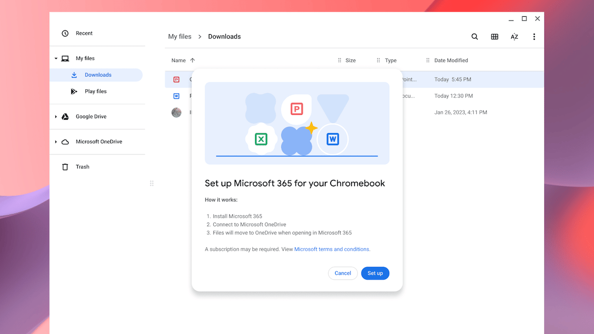 L'intégration de Microsoft 365 à ChromeOS