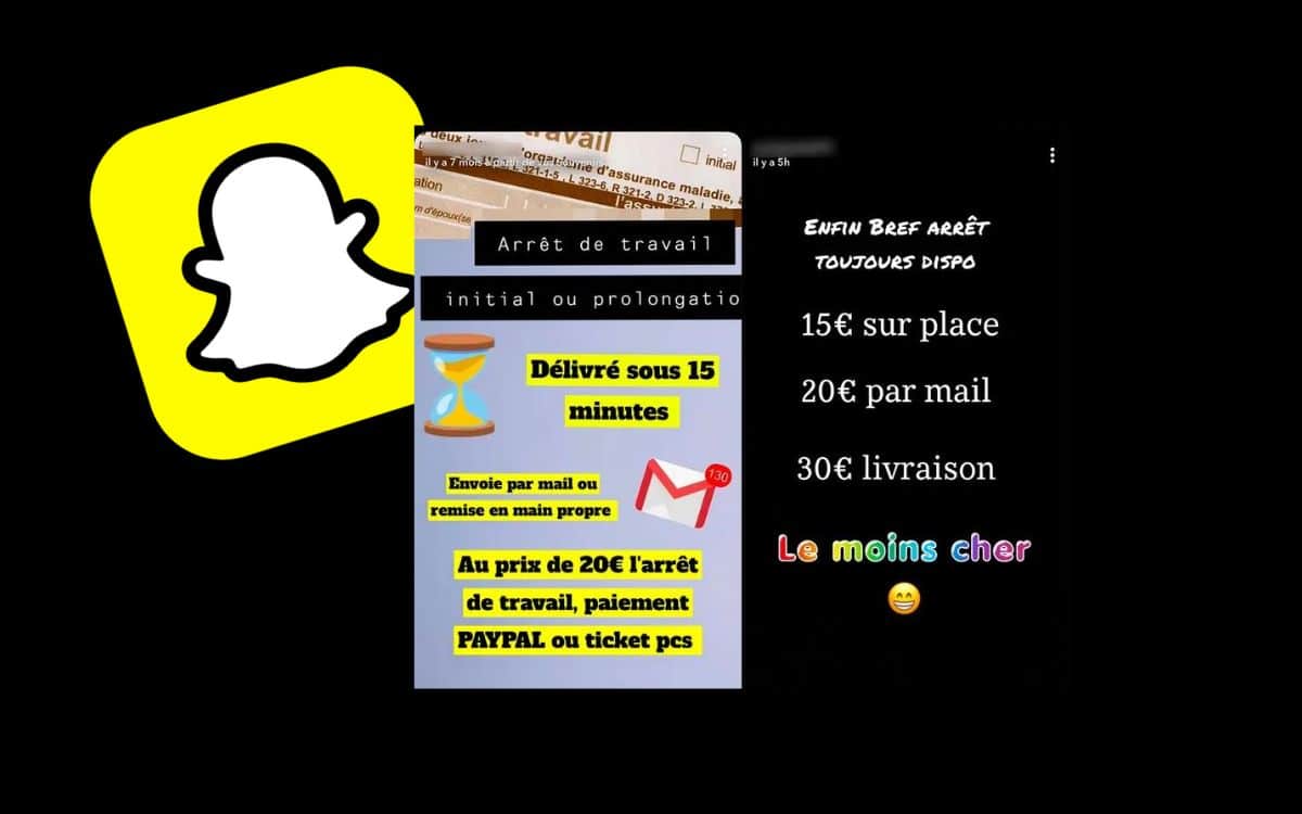 De faux arrêts maladie vendus sur Snapchat © capture d'écran franceinfo, Tom's Guide