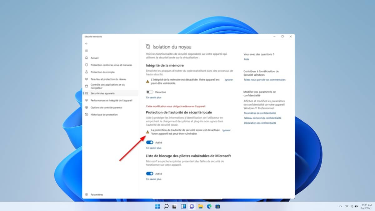 Le bug de la mise à jour KB5007651 sur Windows 11