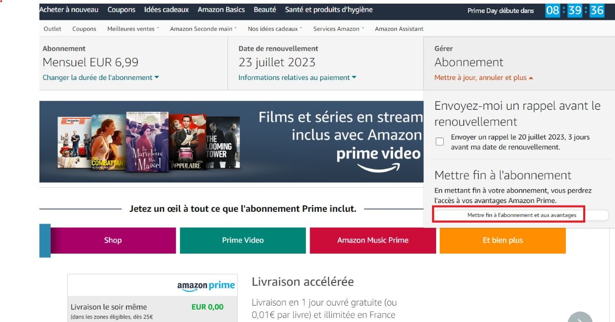 amazon prime comment désabonner résilier 