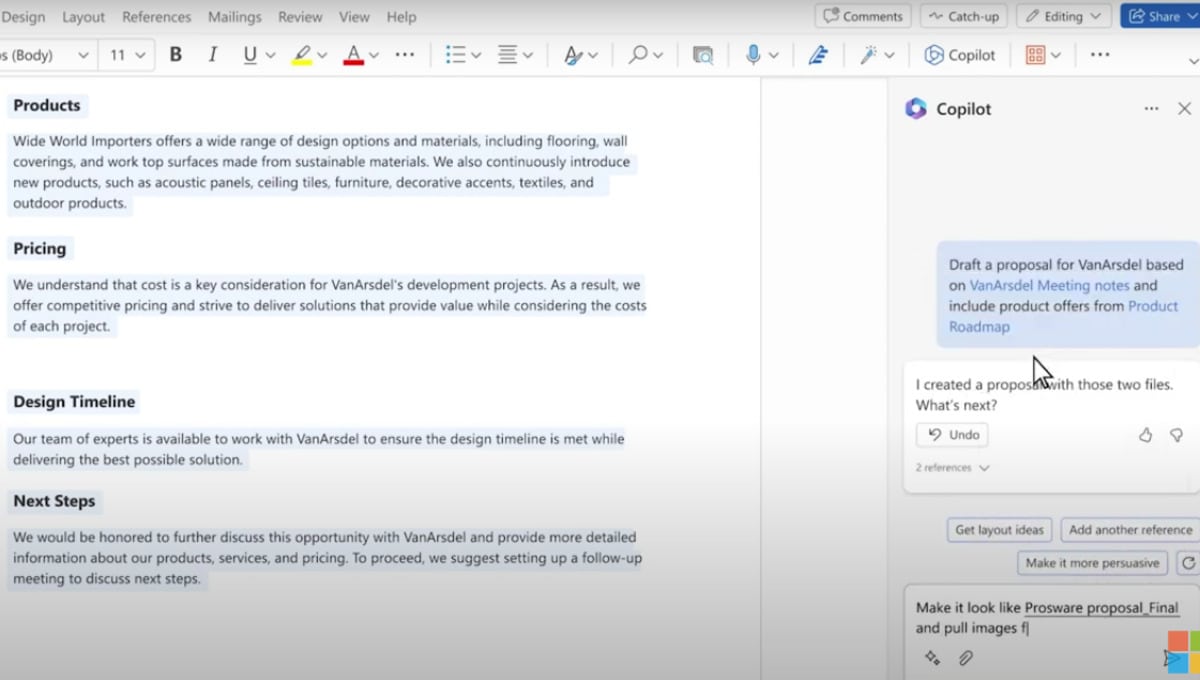 Word Excel PowerPoint Outlook Copilot Microsoft