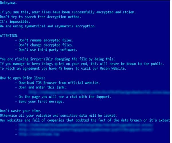 Nokoyawa Rançongiciel Ransomware