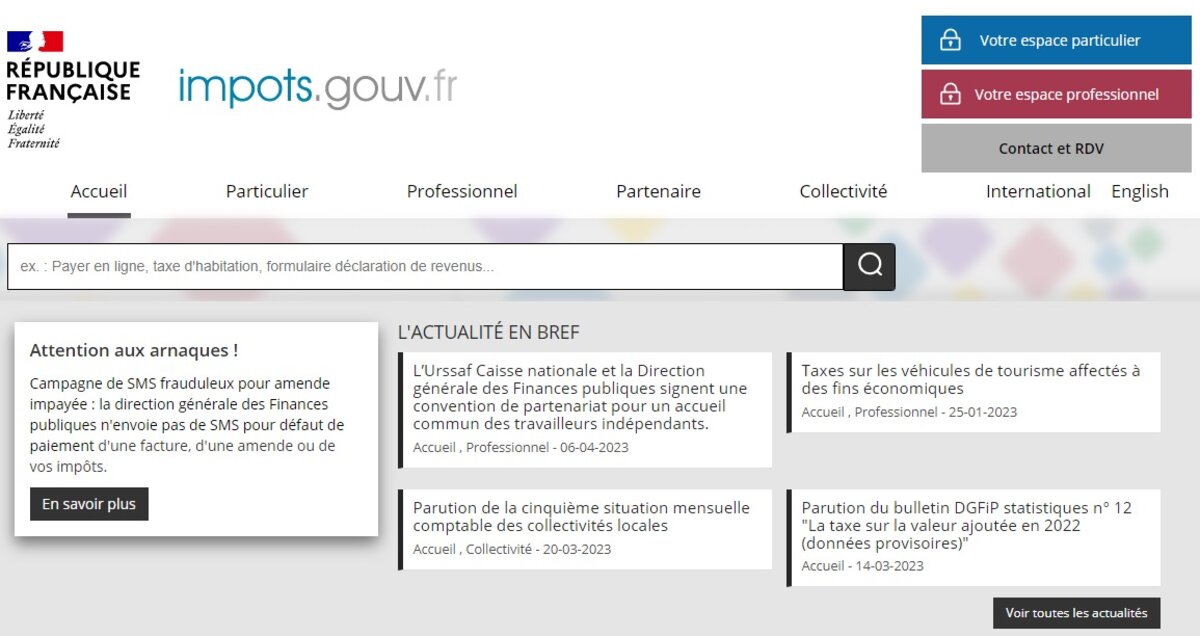 impots impot 2023 déclaration de revenus 2023 arnaque phishing