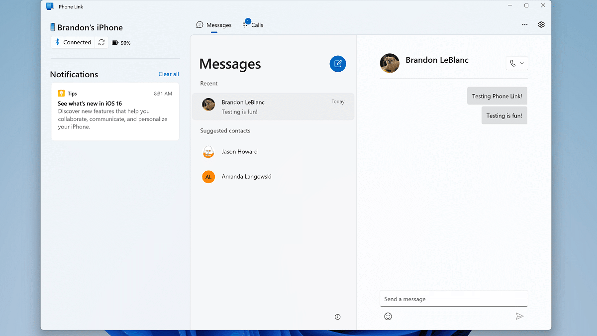 iMessage sur Windows 11