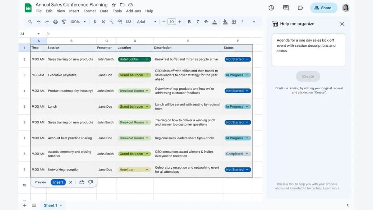 Google sheets