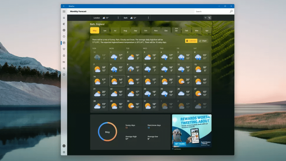 Windows 11 publicité publicités météo application microsoft système d'exploitation