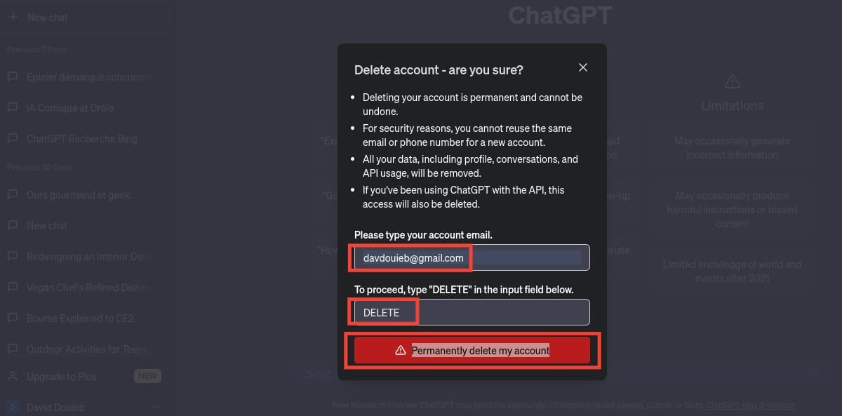 Image 3 : Comment supprimer votre compte ChatGPT ?