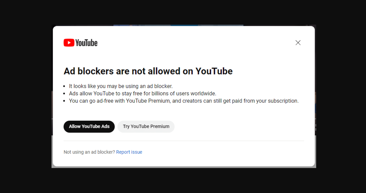 YouTube adblock ads blocked