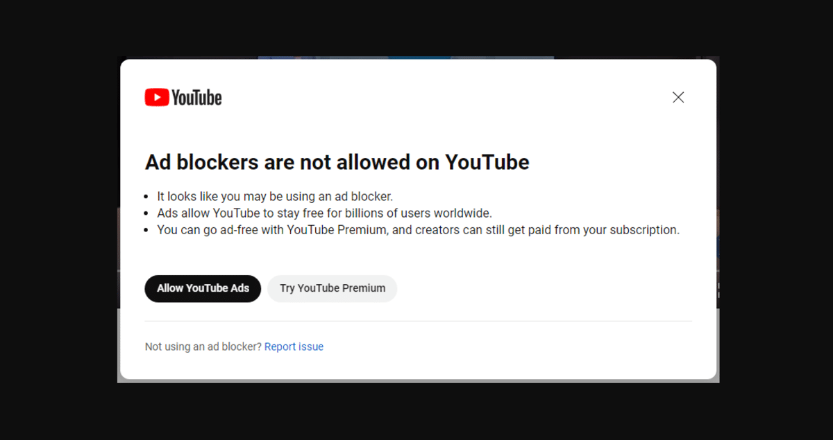 YouTube adblock publicités bloquées 