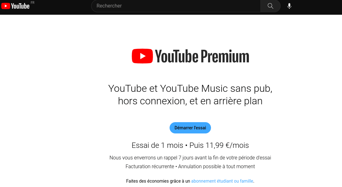 YouTube Premium abonnement 