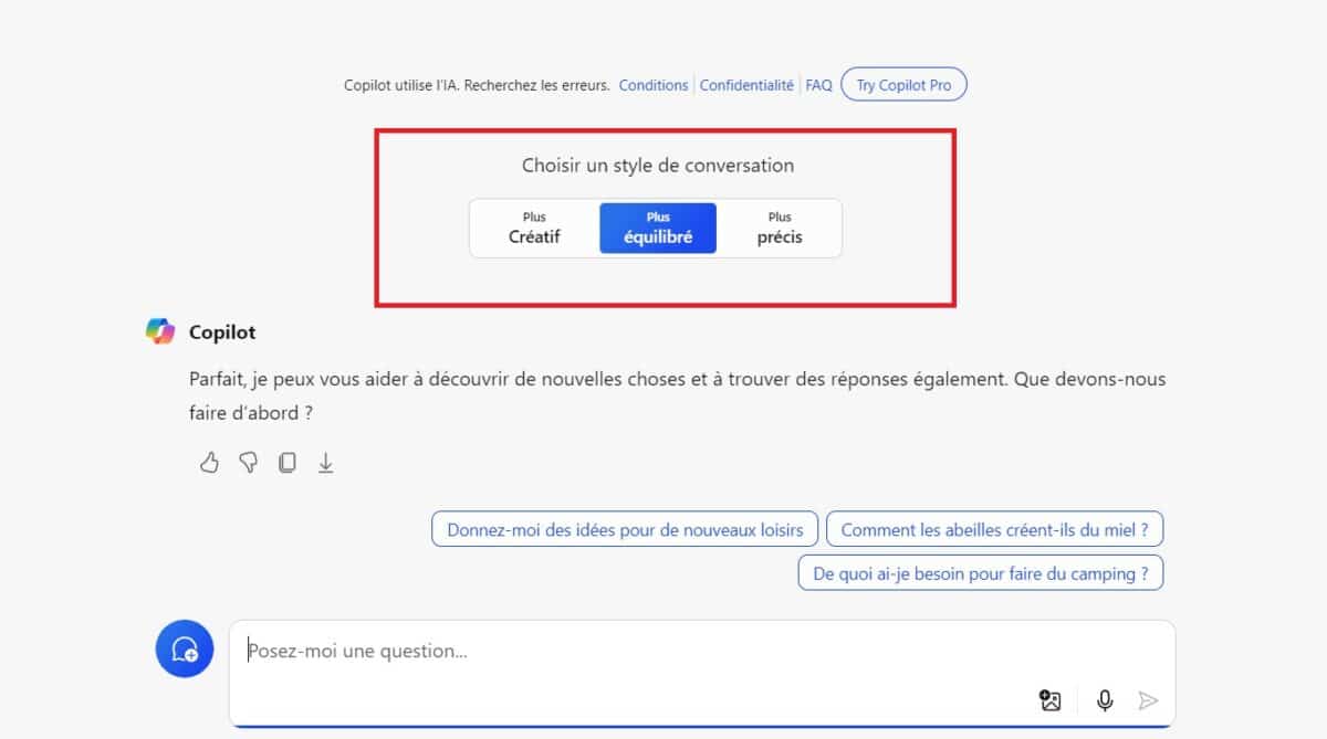 copilot microsoft prompt requête