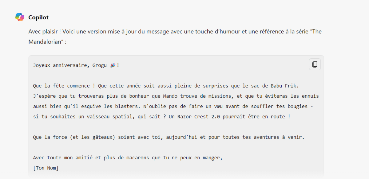 copilot microsoft prompt requête
