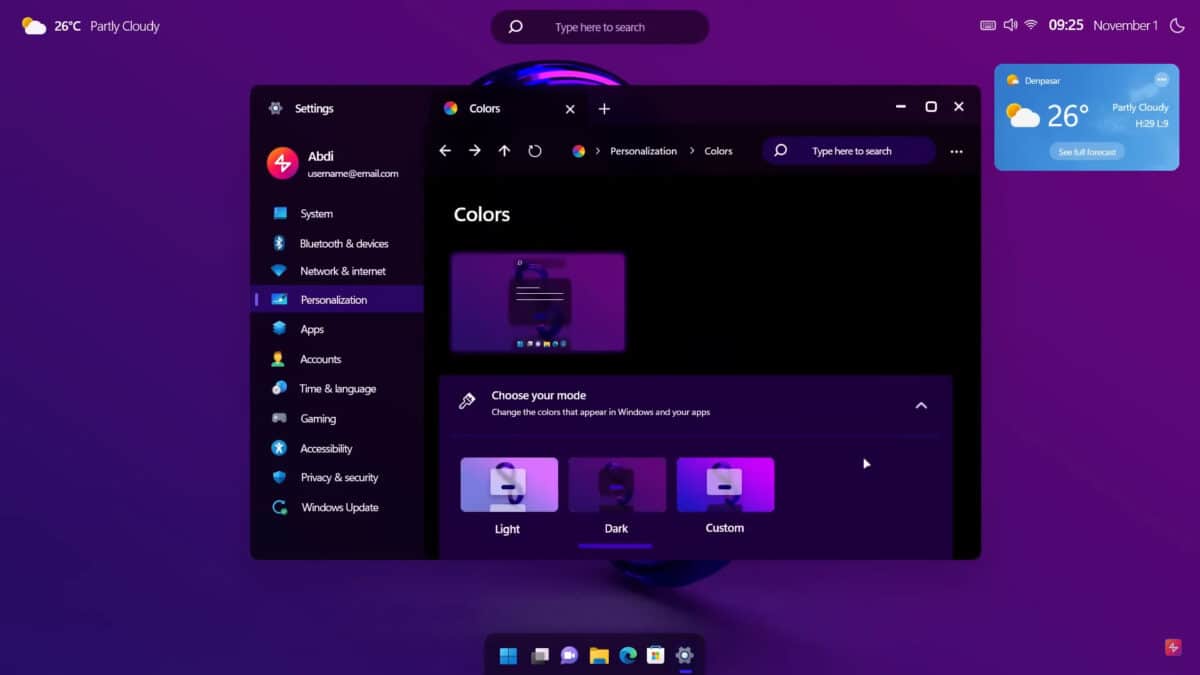 windows 12 microsoft concept mode sombre