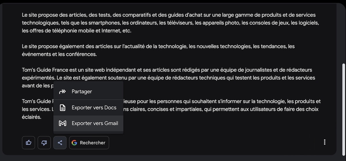 Exporter sur Google Bard