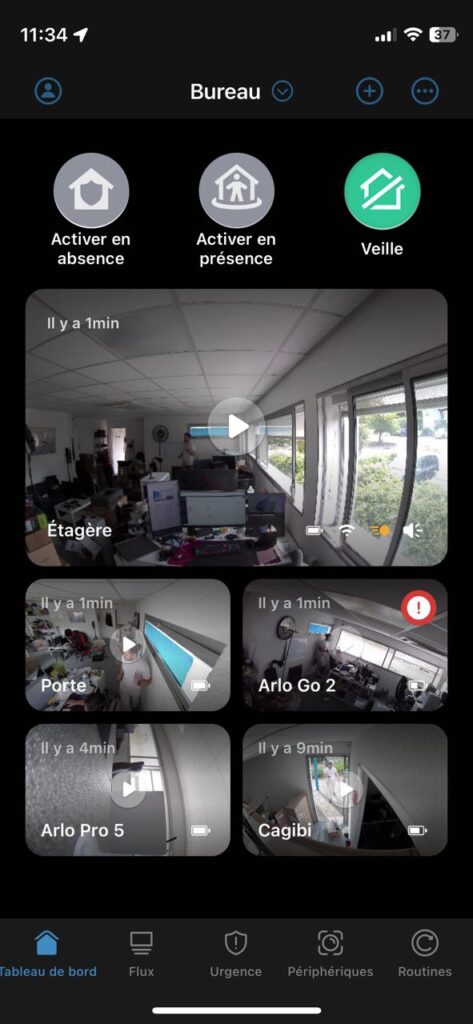 accueil de l'application Arlo Secure