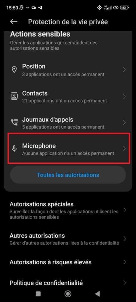 ios android microphone paramètres espionnage application applications