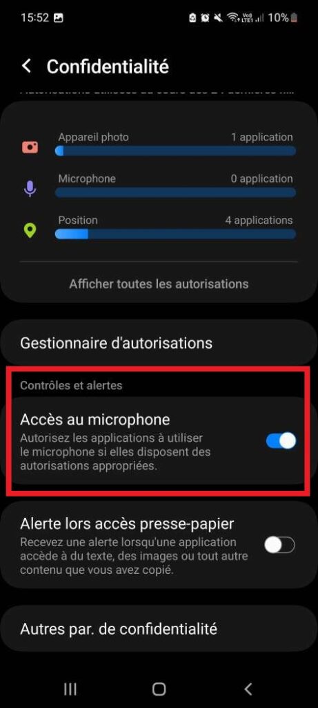 ios android microphone paramètres espionnage application applications