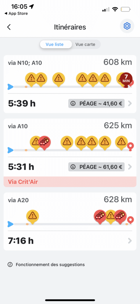 Waze modifier itinéraire