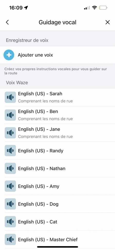 Waze changer voix