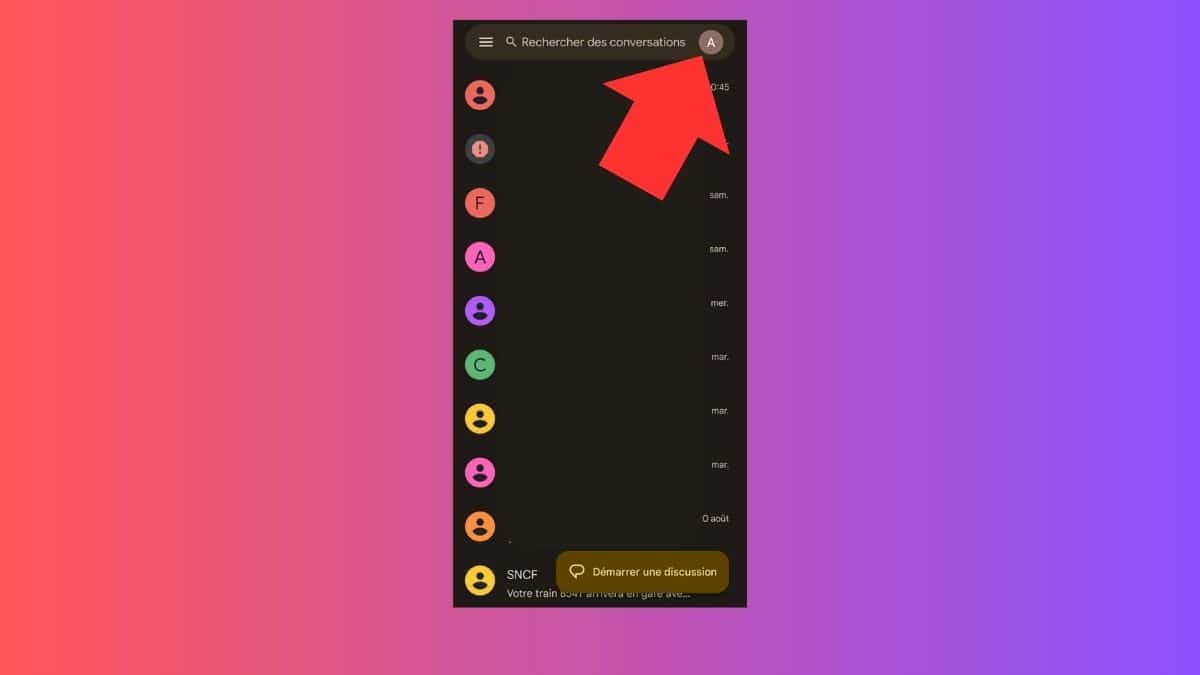 Profil Google Messages activation RCS